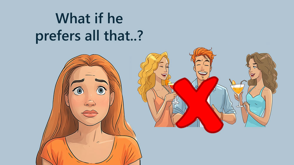 Illustration of woman with retroactive jealousy