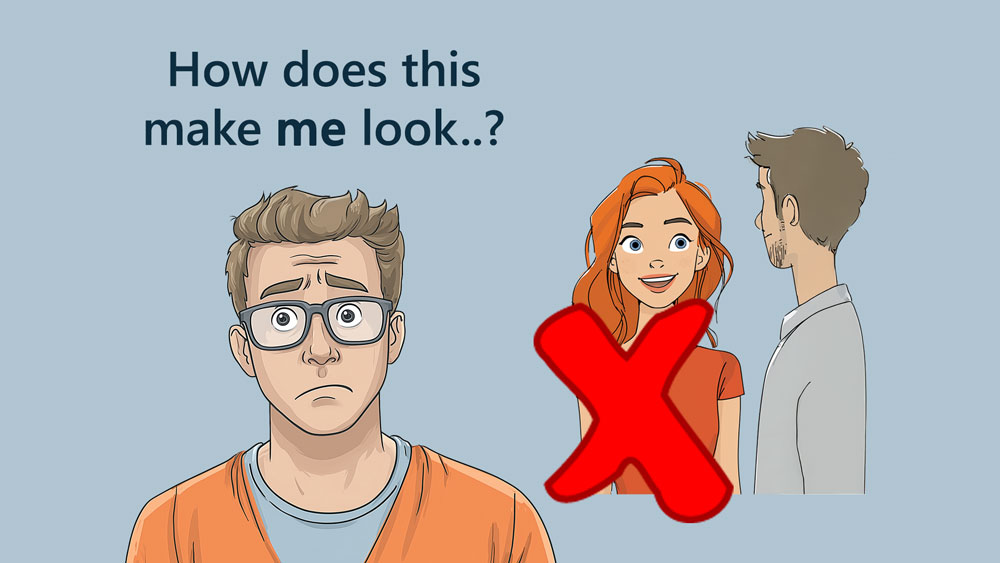 Illustration of man with retroactive jealousy
