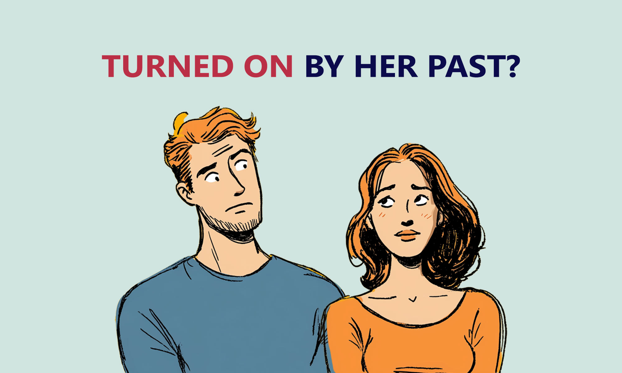 A young couple looking awkward